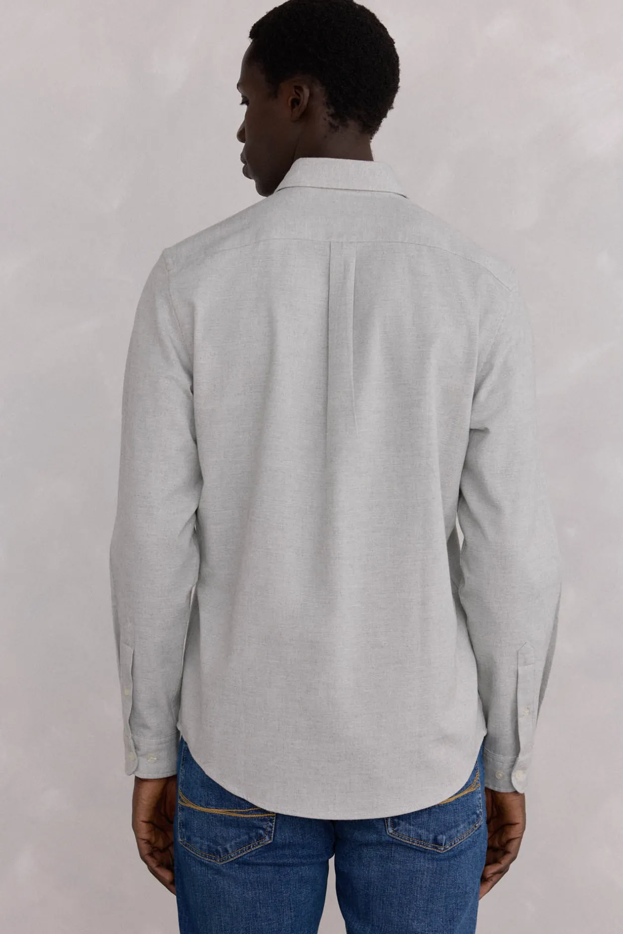 Pedro del Hierro Camisa Brushed Oxford lisa Gris Sale