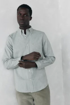 Pedro del Hierro Camisa Brushed Oxford lisa Verde Hot