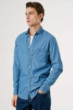 Pepe Jeans Camisa clásica entallada azul New