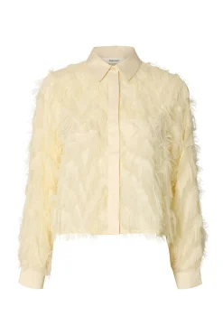 Selected Camisa corta fluffy Beige Online