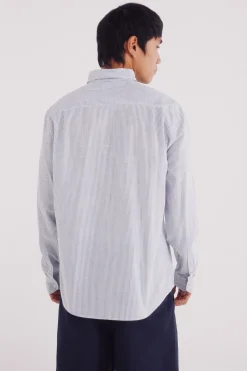 Springfield Camisa cotton slub rayas azul Best