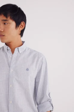 Springfield Camisa cotton slub rayas azul Best