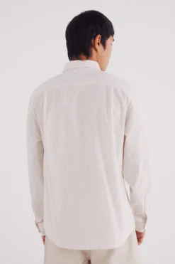 Springfield Camisa cotton slub rayas beige Outlet