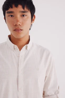 Springfield Camisa cotton slub rayas beige Outlet