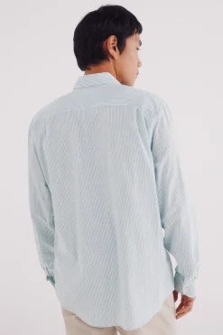 Springfield Camisa cotton slub rayas verde Best