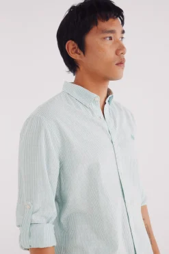 Springfield Camisa cotton slub rayas verde Best
