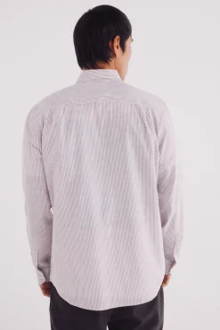 Springfield Camisa cotton slub rayas burdeos Clearance