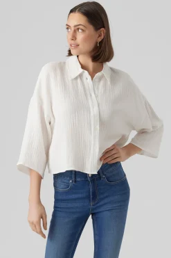 Vero Moda Camisa cropped fluida Blanco Clearance