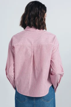 Springfield Camisa cropped rayas rojo Online