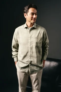 OOTO Camisa cuadro sobretintado Kaki Outlet