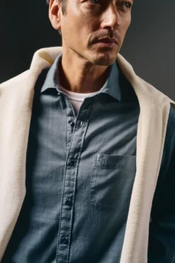 OOTO Camisa cuadro sobretintado Azul marino Clearance