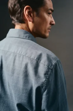 OOTO Camisa cuadro sobretintado Azul marino Clearance