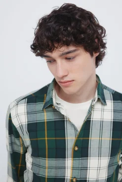 Springfield Camisa cuadro tartán marfil Discount