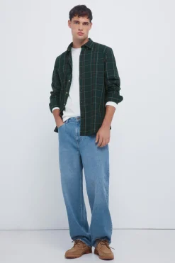 Springfield Camisa cuadro tartán verde Clearance
