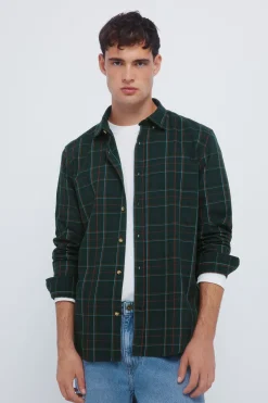 Springfield Camisa cuadro tartán verde Clearance