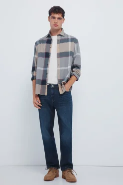 Springfield Camisa cuadros kaki Sale