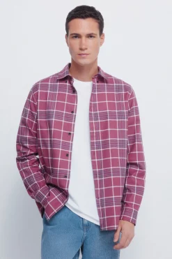 Springfield Camisa cuadros burdeos Hot
