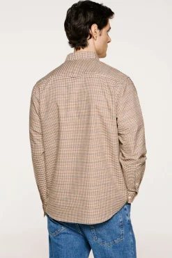 Selected Camisa cuadros 100% algodón Beige New