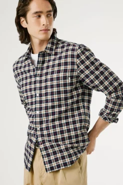 Pepe Jeans Camisa Cuadros Fit Regular azul Discount