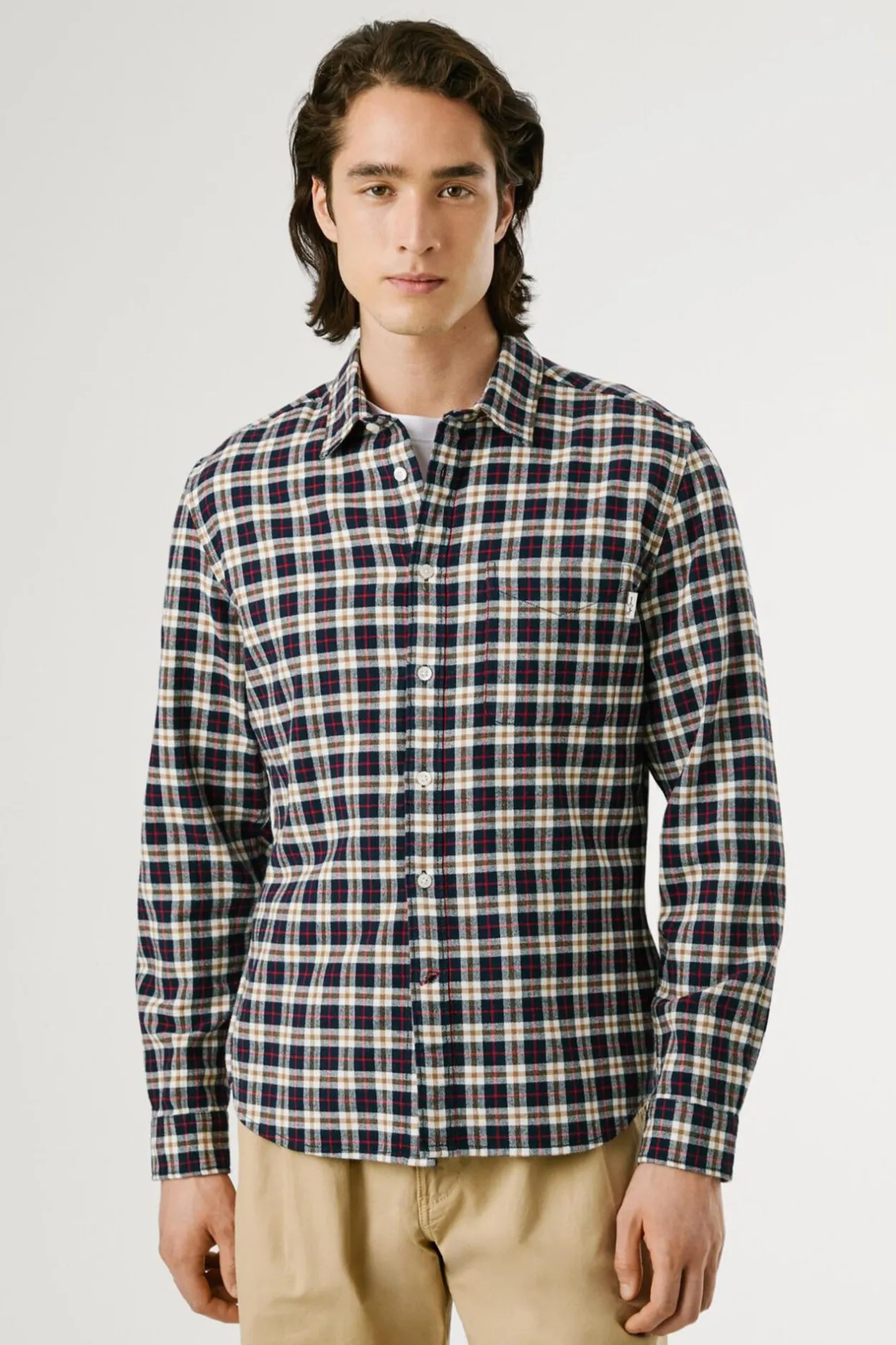 Pepe Jeans Camisa Cuadros Fit Regular azul Discount