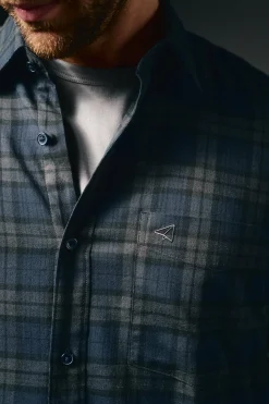 OOTO Camisa cuadros franela Azul marino