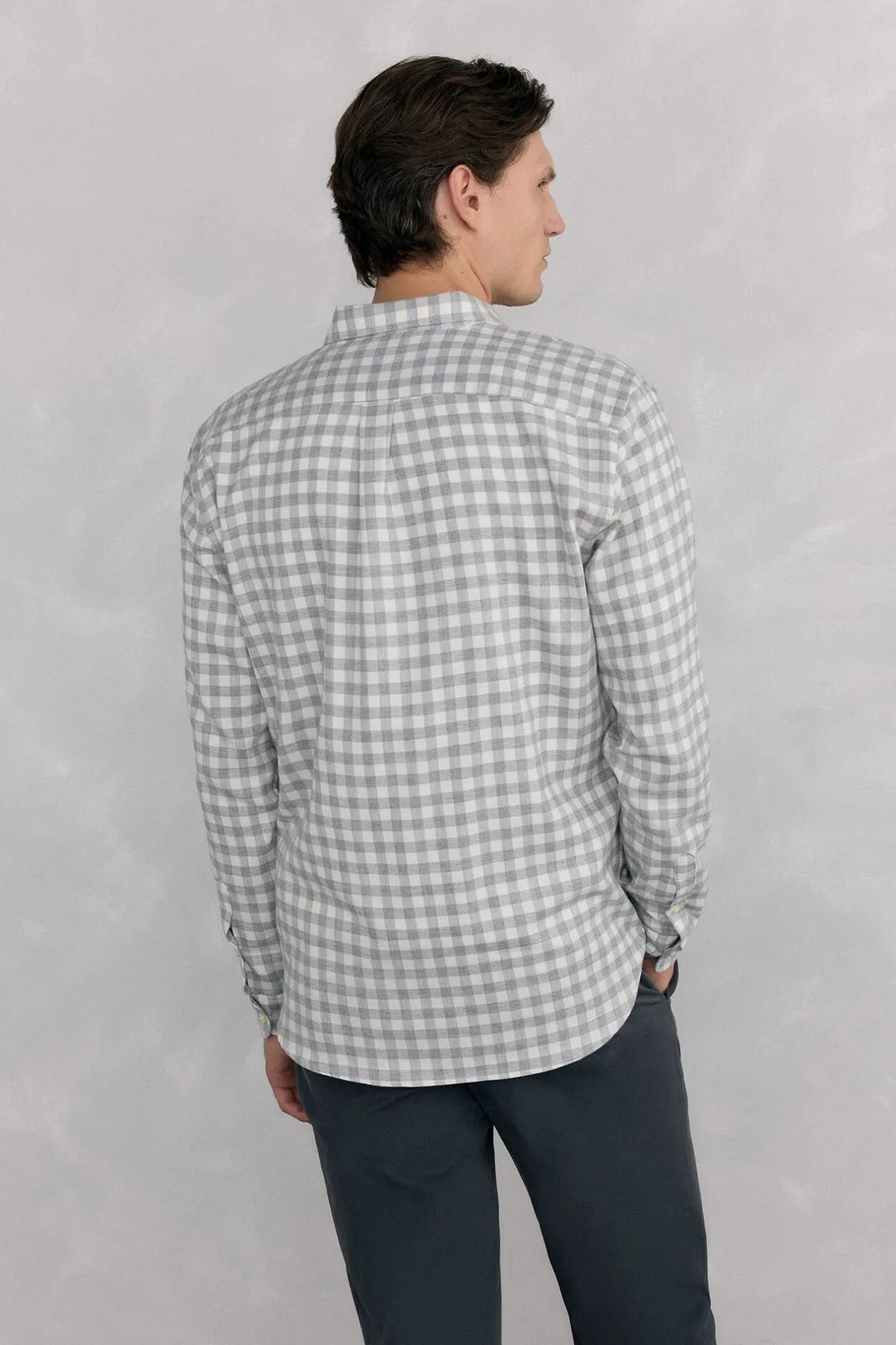 Pedro del Hierro Camisa cuadros franela tejido italiano Gris Best