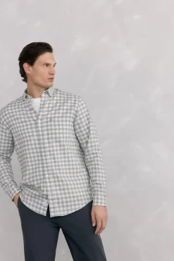 Pedro del Hierro Camisa cuadros franela tejido italiano Gris Best