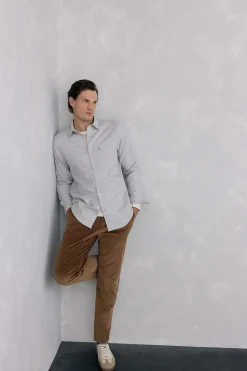 Pedro del Hierro Camisa cuadros franela tejido italiano Gris Hot