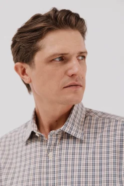 Cortefiel Camisa cuadros popelín Estampado azul Hot