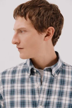 Cortefiel Camisa cuadros popelín Azul marino Best