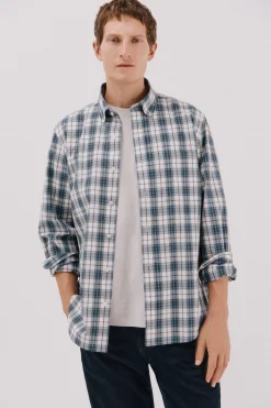 Cortefiel Camisa cuadros popelín Azul marino Best