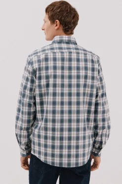 Cortefiel Camisa cuadros popelín Azul marino Best