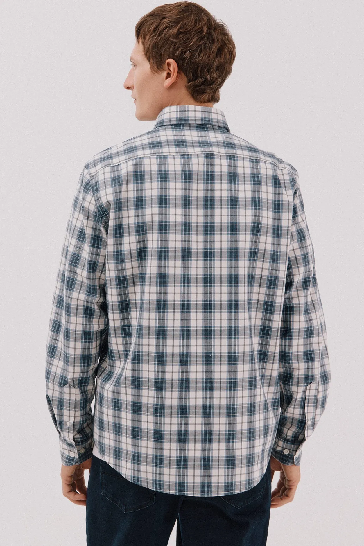 Cortefiel Camisa cuadros popelín Azul marino Best