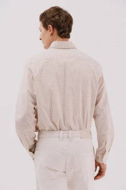 Cortefiel Camisa cuadros popelín Camel Sale