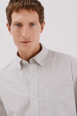 Cortefiel Camisa cuadros popelín Gris Sale