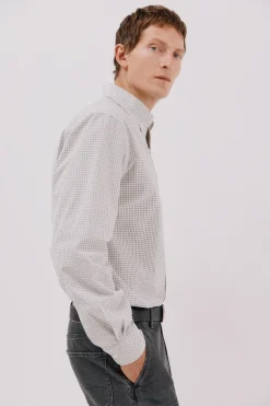 Cortefiel Camisa cuadros popelín Gris Sale