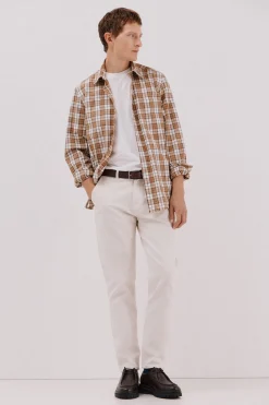 Cortefiel Camisa cuadros popelín Naranja Best