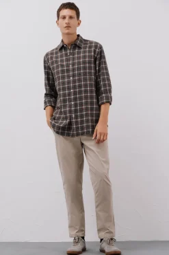 Cortefiel Camisa cuadros Tencel Gris Hot