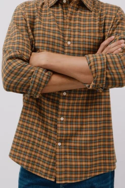 Cortefiel Camisa cuadros Tencel Estampado amarillo New