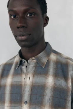 Pedro del Hierro Camisa cuadros Tencel Gris Sale