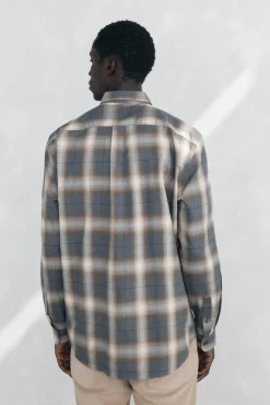 Pedro del Hierro Camisa cuadros Tencel Gris Sale