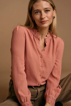 Polín Et Moi Camisa cuello bordado Luzma Rosa New