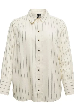 Vero Moda Curve Camisa de algodón de manga larga talla grande Beige Outlet