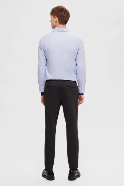 Selected Camisa de algodón orgánico Slim Fit. Azul Discount