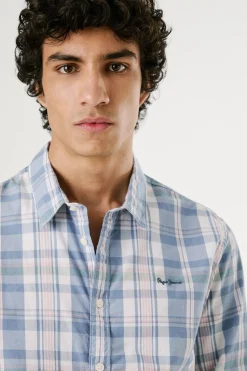 Pepe Jeans Camisa de manga larga de cuadros azul Discount