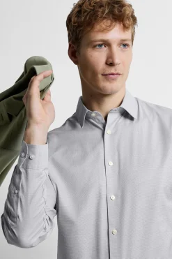 Selected Camisa de manga larga de vestir 100% algodón Azul marino Hot