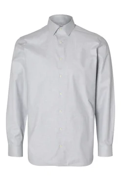 Selected Camisa de manga larga de vestir 100% algodón Azul marino Hot