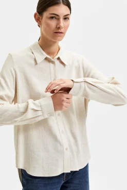 Selected Camisa de manga larga de lino Regular Fit Beige Best