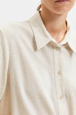 Selected Camisa de manga larga de lino Regular Fit Beige Best