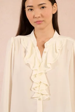 Molly Bracken Camisa de manga larga detalle volantes Marfil Clearance